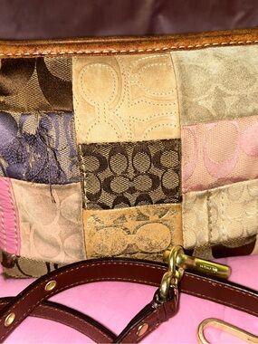 Patchwork Multicolor Women’s Shoulder Bag - Leather Trim